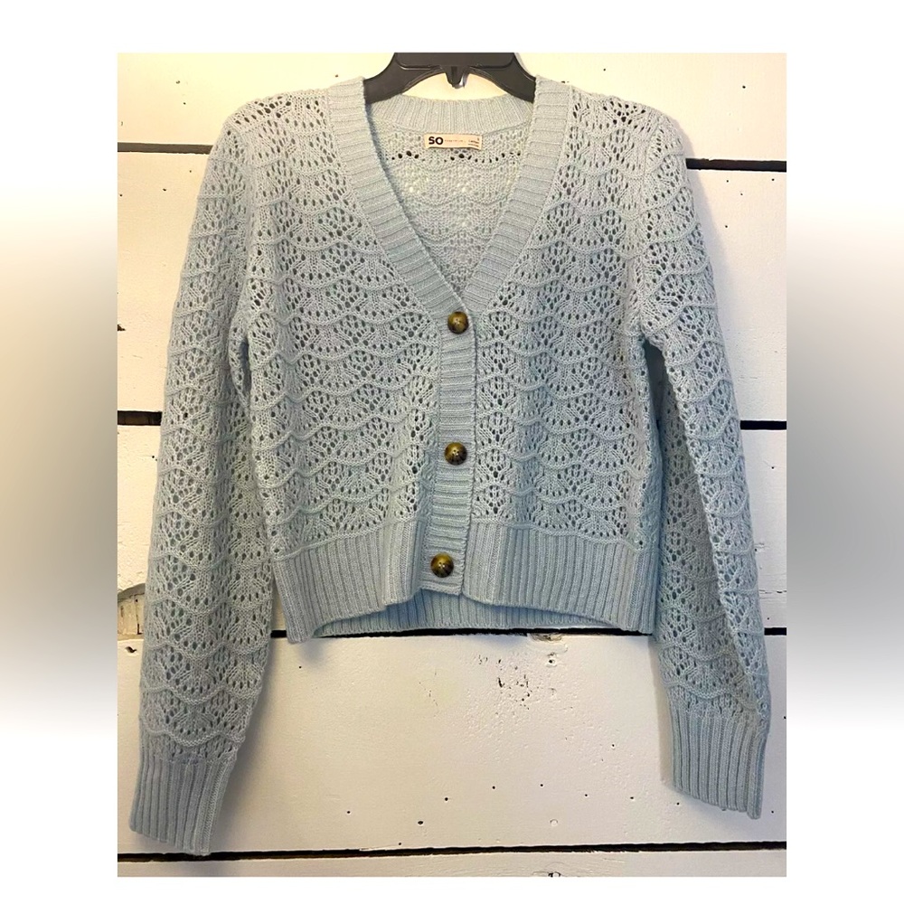 SO Juniors Small Blue Loose Knit Cardigan